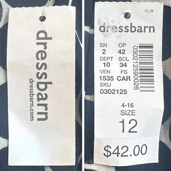 New DRESSBARN Navy White Midi Dress Circle Professional Church Timeless Women 12 - Picture 11 of 15